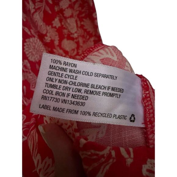 Universal Thread Midi Dress XXL Red Floral Long Balloon Sleeves Ruffle Boho - Picture 14 of 16